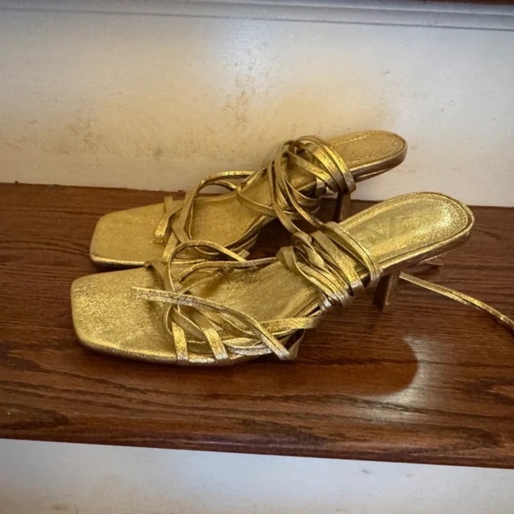 Elegant Gold Strappy Heels for Women